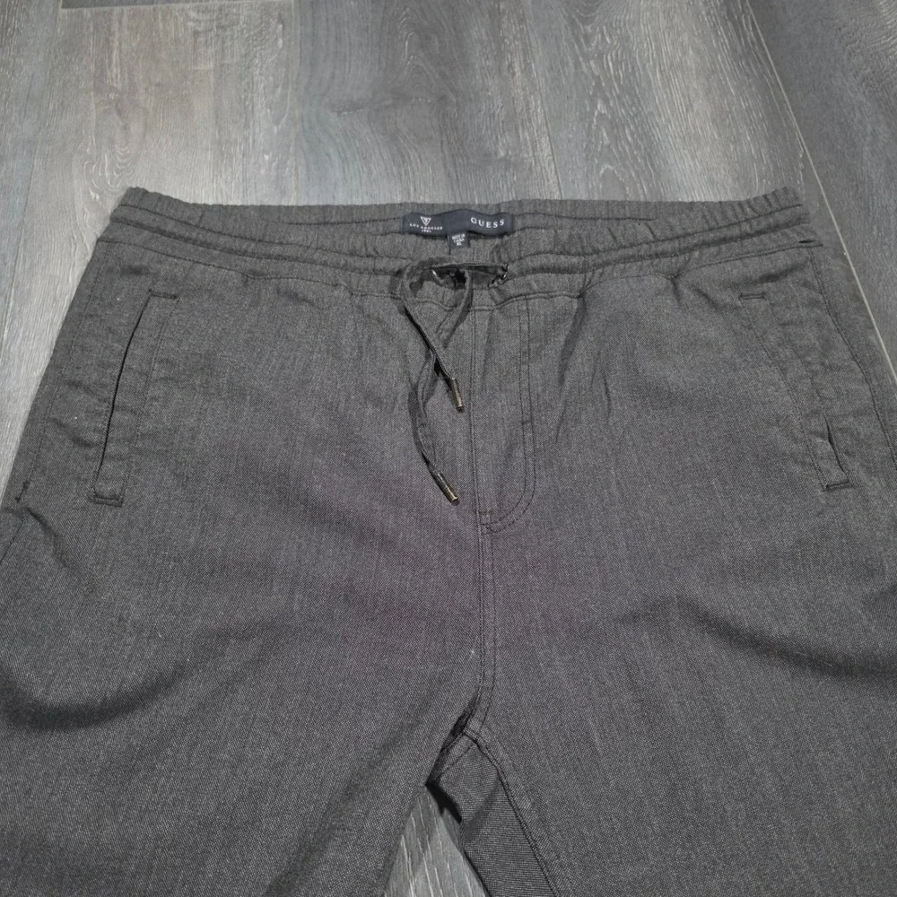 Guess 1981 Gray Textured Jogger Pants Men XL Drawstring Elastic Waist Casual